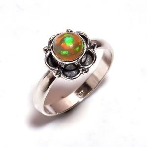 Ethiopian Opal Gemstone 925 Sterling Ring Sz 7.25